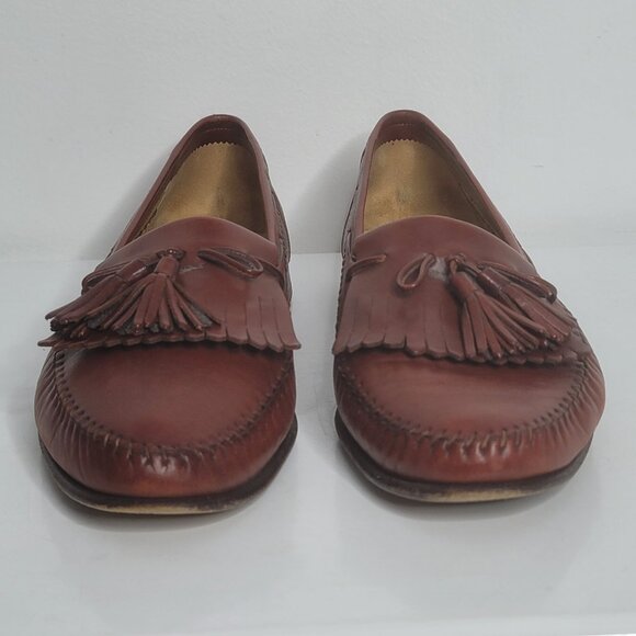 Santoni Relaxed Men Loafer Shoes Size 10 Brown Leather Tassels Dress Shoes Italy main image 6